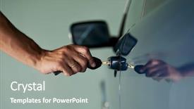  Presentation with car door - Presentation design having opening car door background and a gray colored foreground