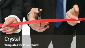  Presentation with opening ceremony - Amazing theme having opening ceremony - business people cutting a red backdrop and a dark gray colored foreground