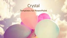  Presentation with done - Cool new presentation design with opening ceremony - person holding multi colored balloons backdrop and a cream colored foreground