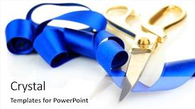  Presentation with satin - Slides consisting of opening ceremony - satin ribbon curled around scissors background and a white colored foreground