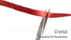  Presentation with cutting ceremony - Presentation theme enhanced with opening ceremony - scissors cutting a red ribbon background and a white colored foreground