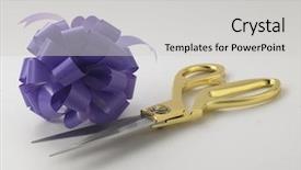  Presentation with grand opening - PPT theme enhanced with opening ceremony concept purple ribbon background and a  colored foreground