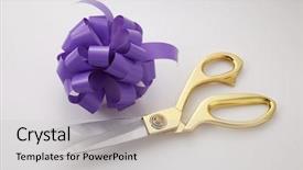  Presentation with purple gold - Cool new presentation theme with opening ceremony concept purple ribbon backdrop and a light gray colored foreground