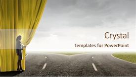  Presentation with curtain opening - Slide deck enhanced with opening curtain to new road background and a cream colored foreground