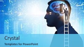 Presentation with intelligence - PPT layouts featuring opening door to artificial intelligence background and a  colored foreground