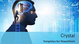  Presentation with artificial intelligence - Cool new presentation theme with opening door to artificial intelligence backdrop and a  colored foreground