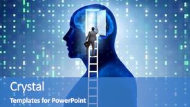  Presentation with artificial intelligence - Cool new presentation theme with opening door to artificial intelligence backdrop and a teal colored foreground