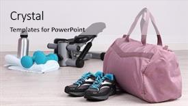  Presentation with sports - Presentation theme consisting of opening educational club - sports bag with sports equipment background and a  colored foreground