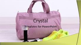  Presentation with variety of sports equipment - Colorful slide deck enhanced with opening educational club - sports bag with sports equipment backdrop and a  colored foreground