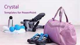  Presentation with sports - PPT theme with opening educational club - sports bag with sports equipment background and a sky blue colored foreground