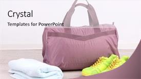  Presentation with sports - PPT layouts with opening educational club - sports bag with sports equipment background and a  colored foreground