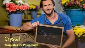  Presentation with airport boarding board - Presentation enhanced with opening hours - portrait of male staff holding background and a tawny brown colored foreground