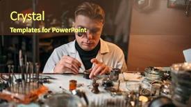  Presentation with repair - Colorful presentation theme enhanced with opening hours - watchmaker repair old clocks gear backdrop and a tawny brown colored foreground