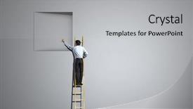  Presentation with opening doors - Colorful PPT theme enhanced with opening new doors mixed media backdrop and a light gray colored foreground