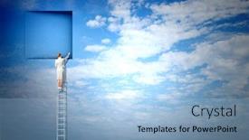  Presentation with opening doors - Presentation theme having opening-new-doors-mixed-media background and a light blue colored foreground