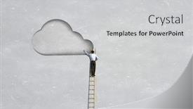  Presentation with opening doors - PPT theme with opening-new-doors-mixed-media background and a light gray colored foreground