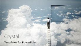  Presentation with opening doors - Audience pleasing theme consisting of opening-new-doors-mixed-media backdrop and a white colored foreground