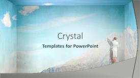  Presentation with opening doors - Cool new PPT theme with opening-new-doors-mixed-media backdrop and a cool aqua colored foreground