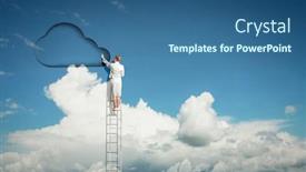  Presentation with opening doors - Audience pleasing theme consisting of opening-new-doors-mixed-media backdrop and a ocean colored foreground