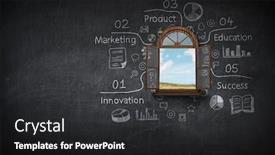  Presentation with media - Colorful slide deck enhanced with opening-new-opportunities-mixed-media backdrop and a dark gray colored foreground