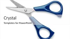  Presentation with blue - Cool new slide set with opening new school - blue scissors isolated on white backdrop and a white colored foreground