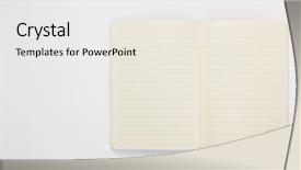  Presentation with notebook paper - Colorful slide set enhanced with opening new school - notebook at white paper background backdrop and a white colored foreground