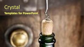  Presentation with corkscrew - Colorful slide set enhanced with opening of a wine bottle with corkscrew with wooden barrel on the background backdrop and a tawny brown colored foreground