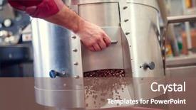  Presentation with coffee beans - Colorful slide set enhanced with opening roaster with roasted coffee backdrop and a violet colored foreground
