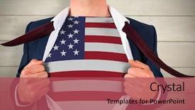  Presentation with usa flag - PPT theme featuring opening shirt to reveal usa background and a red colored foreground