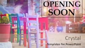  Presentation with restaurant - Slides with opening-soon-sign background and a soft green colored foreground