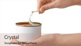  Presentation with white and black woman climbing ladders - Slide deck having opening tin can with fish background and a coral colored foreground