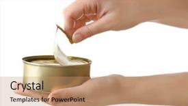  Presentation with fish by product - Theme with opening tin can with fish background and a coral colored foreground