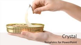  Presentation with container hous - Slides enhanced with opening tin container with fish background and a lemonade colored foreground