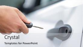  Presentation with car door lock - Beautiful presentation theme featuring opening unlocking door with car backdrop and a light gray colored foreground