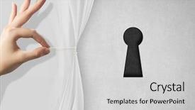  Presentation with behind curtain - Slide set consisting of opening white curtain with keyhole background and a light gray colored foreground