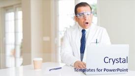  Presentation with scientist - Slide deck featuring openness experience - middle age scientist man wearing background and a sky blue colored foreground