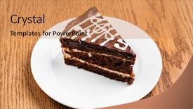  Presentation with white plate - PPT theme with opera cake on the white background and a coral colored foreground