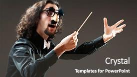  Presentation with orchestra conductor - Amazing PPT theme having one small toadstool closeup in the moss backdrop and a dark gray colored foreground