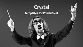  Presentation with conductor - PPT theme with orchestra leadership - funny conductor against dark background background and a dark gray colored foreground