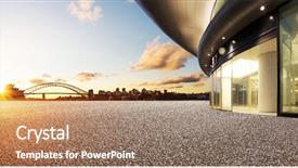  Presentation with sydney - Beautiful slide deck featuring opera house - architecture with sydney cityscape background backdrop and a coral colored foreground