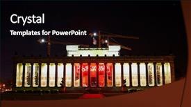  Presentation with 5 columns - Colorful presentation theme enhanced with opera house - columns at night berlin backdrop and a black colored foreground