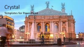  Presentation with night city - Colorful slide set enhanced with opera house - lviv city night landscape ukraine backdrop and a  colored foreground