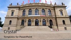 Presentation with orchestra - Slides consisting of opera house - philharmonic orchestra building in prague background and a coral colored foreground