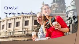  Presentation with opera - PPT theme enhanced with opera house - women sitting in dresden background and a sky blue colored foreground