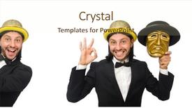  Presentation with opera - Presentation theme featuring opera montage - man with theater mask isolated background and a cream colored foreground