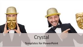  Presentation with theater - Amazing presentation theme having opera montage - man with theater mask isolated backdrop and a light gray colored foreground