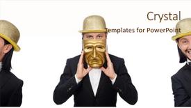  Presentation with theater - Slides enhanced with opera montage - man with theater mask isolated background and a lemonade colored foreground