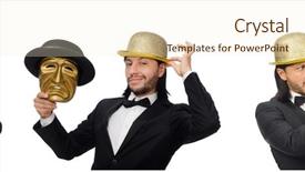  Presentation with theater black and white - Cool new slides with opera montage - man with theater mask isolated backdrop and a cream colored foreground