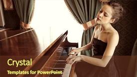 Presentation with blue piano - Slide deck consisting of opera music - beautiful woman playing piano background and a tawny brown colored foreground