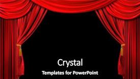  Presentation with theater curtain - Audience pleasing PPT theme consisting of opera music - bright red stage theater draped backdrop and a black colored foreground